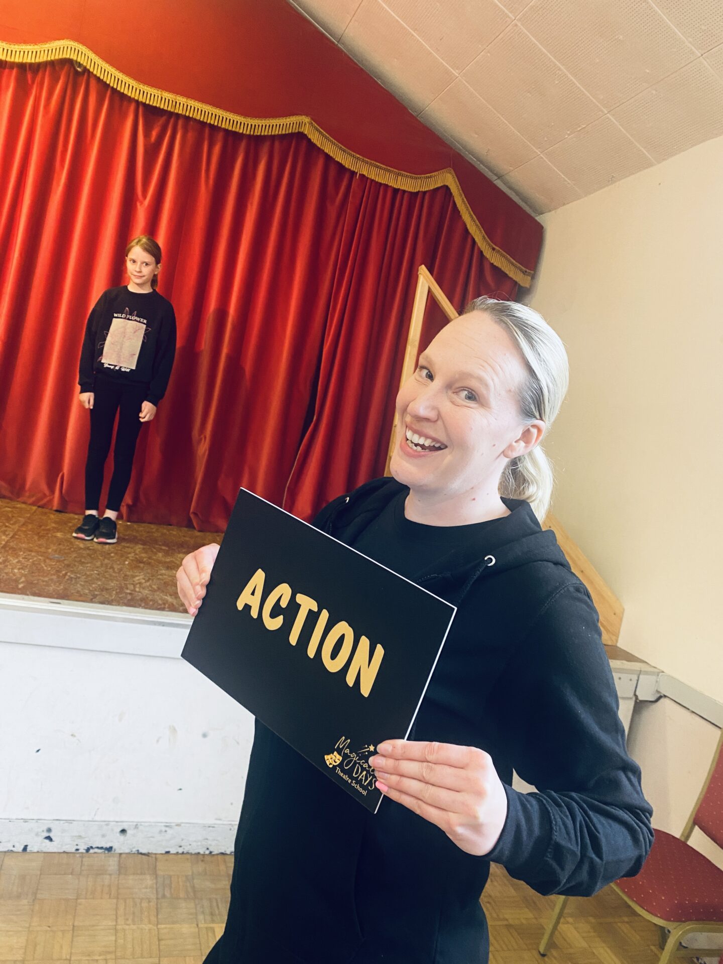 Theatre school lights, camera, action with a dance teacher.